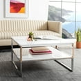 thumbnail image 1 of SAFAVIEH Aliza Glam 2 Tier Square Coffee Table, White/Chrome, 1 of 8
