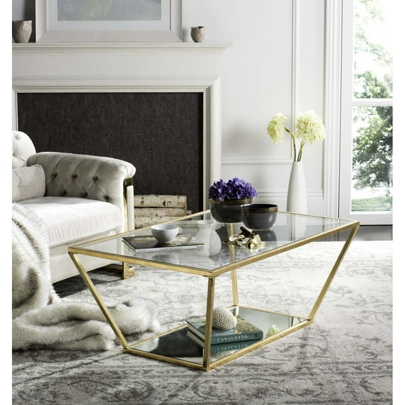 SAFAVIEH Allene Gold Leaf Retro Coffee Table, Gold/Clear