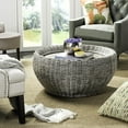 thumbnail image 1 of SAFAVIEH Alley Wood Top Round Wicker Coffee Table, Summer Grey/White Wash, 1 of 8