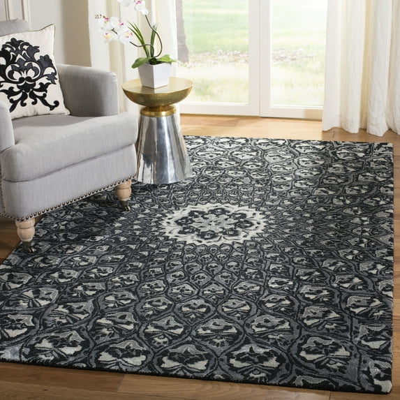 SAFAVIEH Allure Aurora Abstract Area Rug, Ivory/Black, 4' x 6'