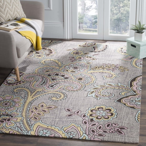 SAFAVIEH Allure Violet Floral Wool Area Rug, Grey/Multi, 5' x 8'