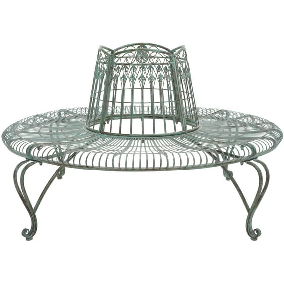 SAFAVIEH Ally Darling Outdoor Wrought Iron Tree Bench, Antique Green