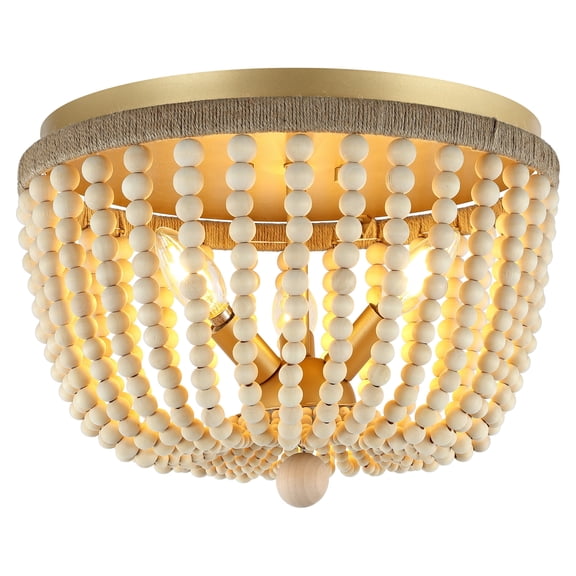 SAFAVIEH Alodia 3-Light Rustic Wood Finish Metal Chandelier