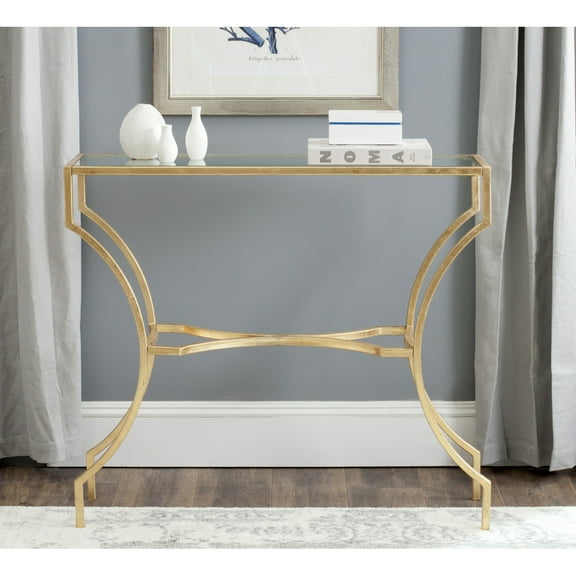 SAFAVIEH Alphonse 36 in. H Solid Classic Console Table, Gold/Glass