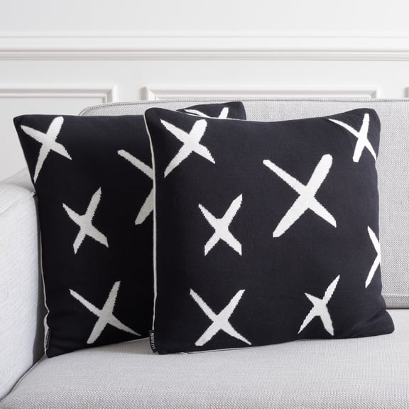 SAFAVIEH Alto Abstract Pillow, 19" x 19", Black/Ivory, Set of 2