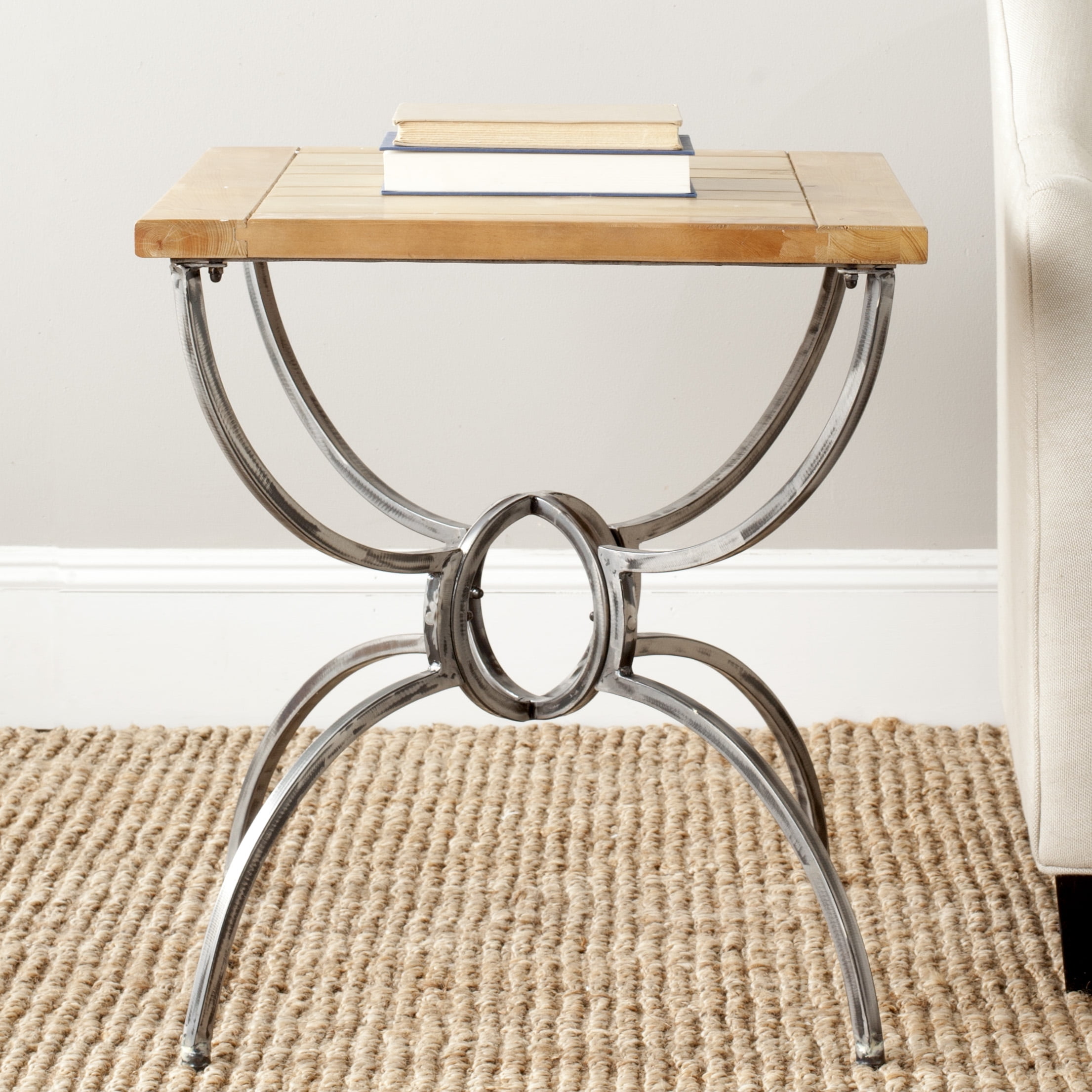 SAFAVIEH Alvin Traditional Rustic Wood Top End Table, Natural