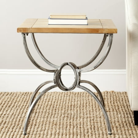 SAFAVIEH Alvin Traditional Rustic Wood Top End Table, Natural