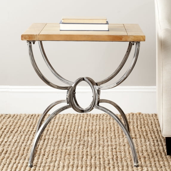 SAFAVIEH Alvin Traditional Rustic Wood Top End Table, Natural