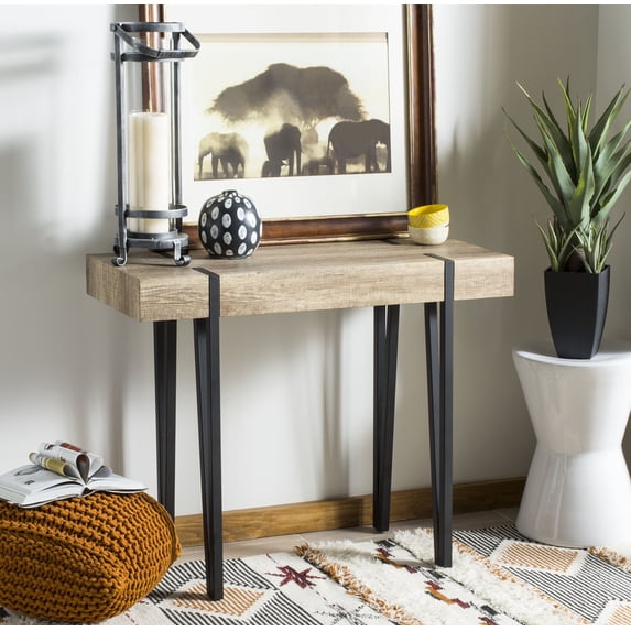 SAFAVIEH Alyssa Rectangular Mid-Century Wood Top Console Table, Brown