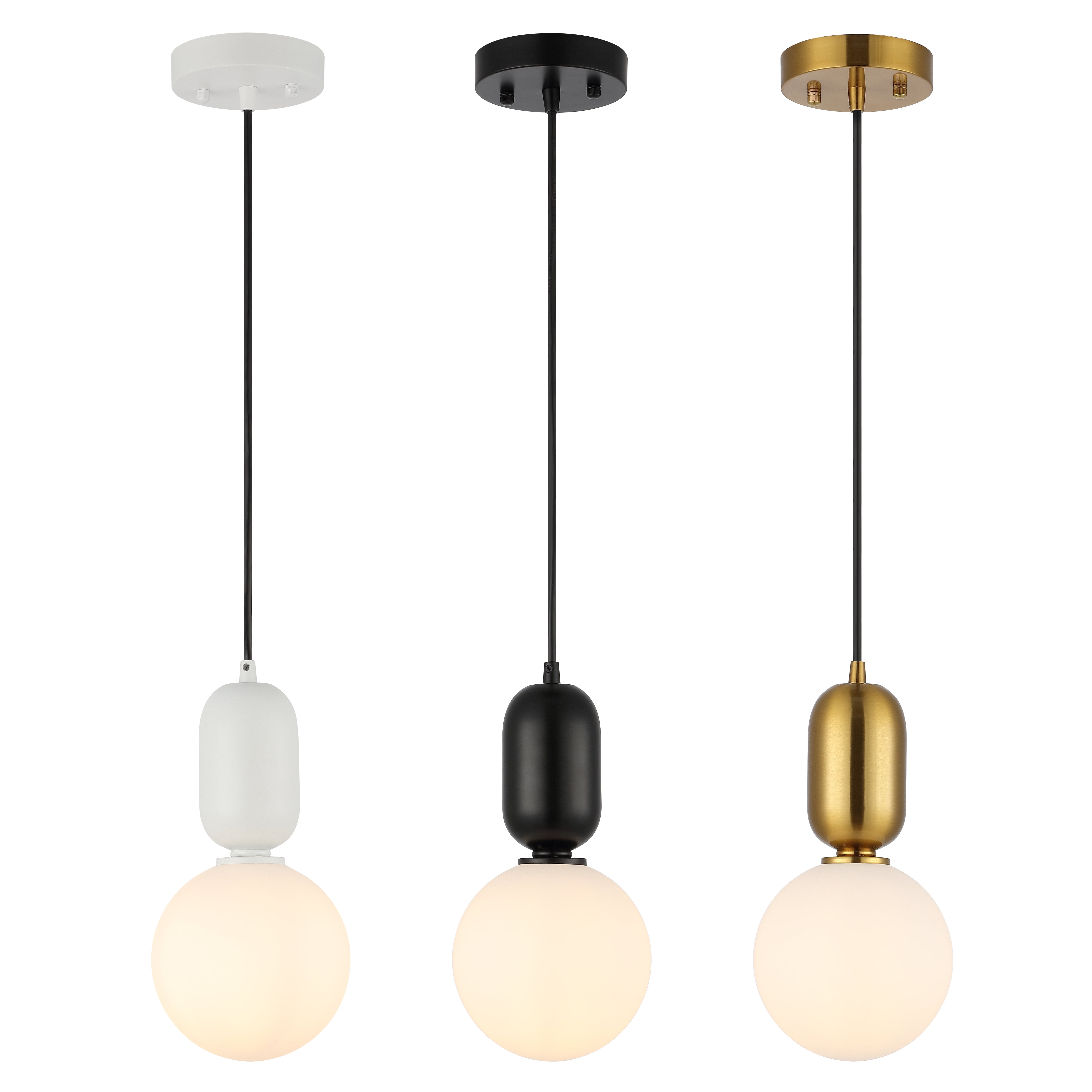 Amagiri 6" Assorted Glass Globe Pendant Light Set with LED