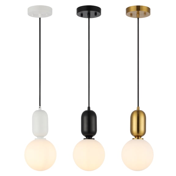 SAFAVIEH Amagiri LED Assorted Glass Pendant Light with White Shade, Set of 3