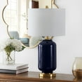 thumbnail image 1 of SAFAVIEH Amaia 26 in. Mid-Century Glass Table Lamp, Navy, 1 of 5