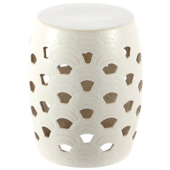 SAFAVIEH Amaissa 15" Natural Geometric Ceramic Garden Stool, Cream