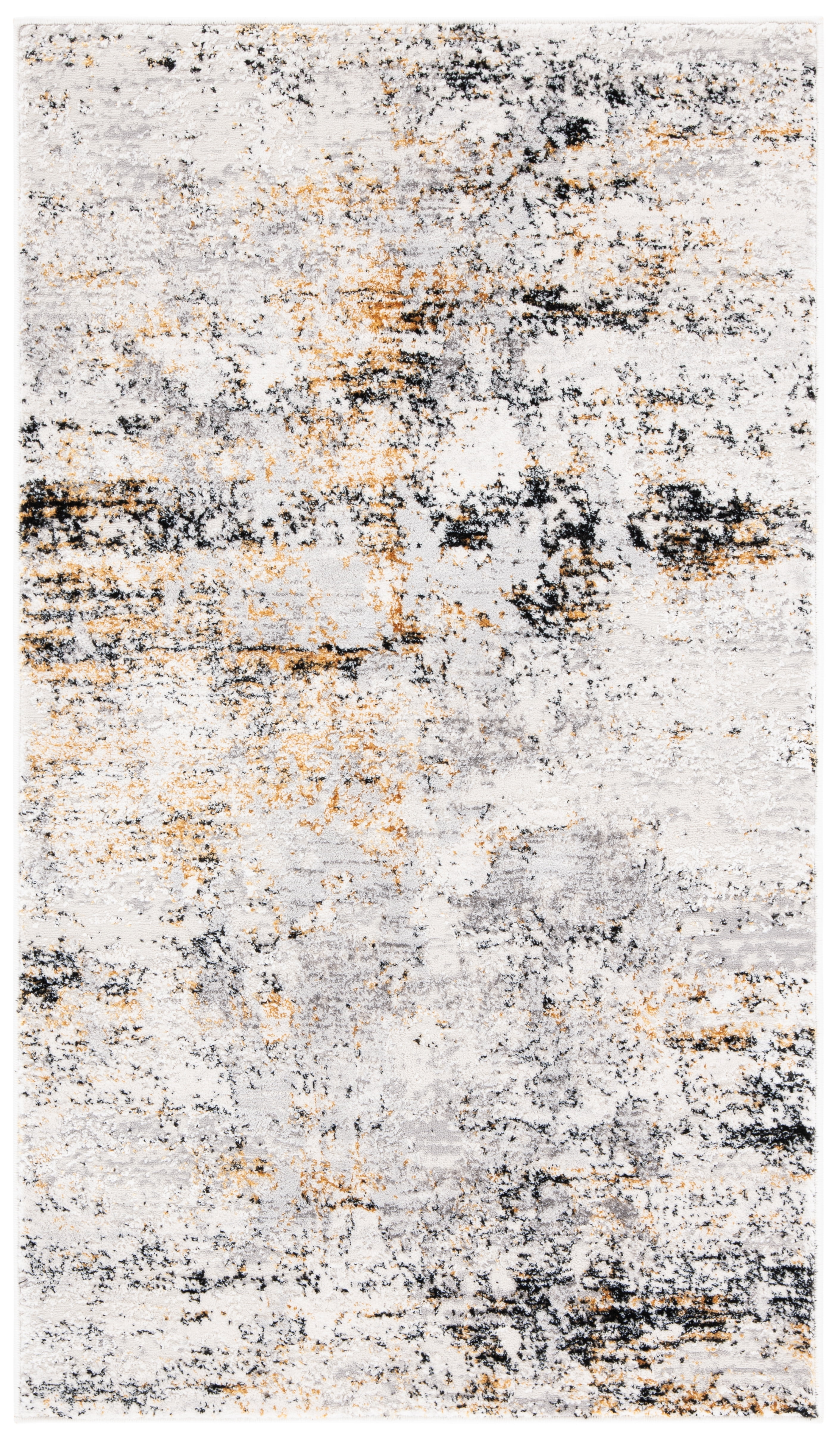 Abstract Amalfi Bliss Rectangular Rug in Creme & Gold - 3x5 Feet