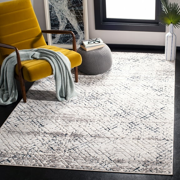 SAFAVIEH Amalfi Hannan Distressed Area Rug, Cream/Navy, 8' x 10'