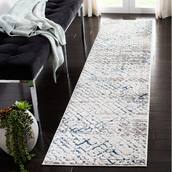 SAFAVIEH Amalfi Hannan Distressed Runner Rug, Cream/Navy, 2' x 8'