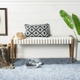 thumbnail image 1 of SAFAVIEH Amalia Contemporary Glam Leather Weave Bench, White/Oak, 1 of 6