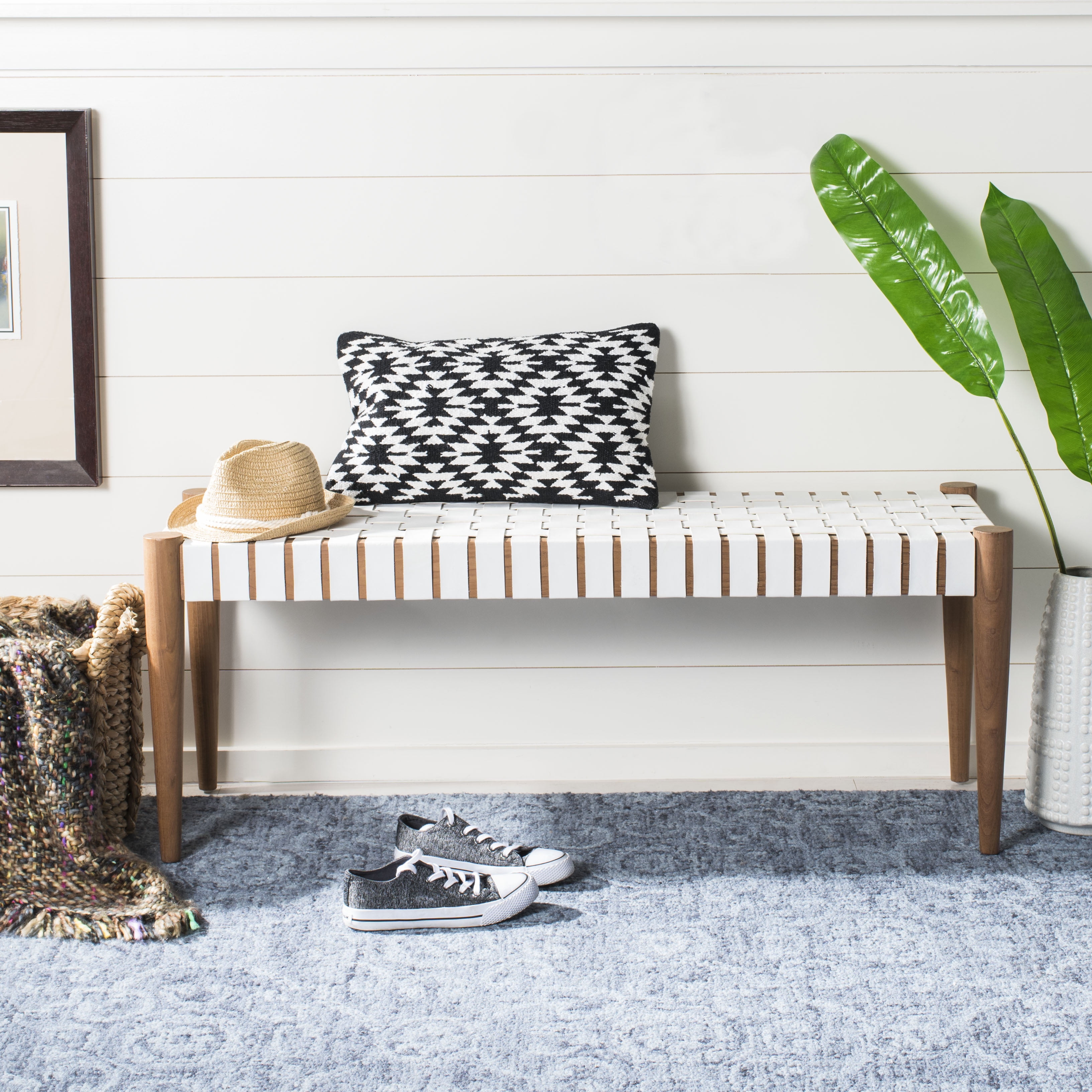 Safavieh leather weave bench clearance