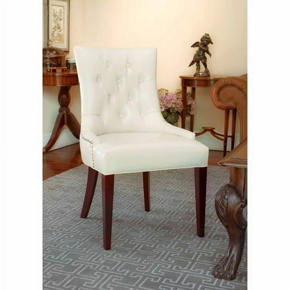 SAFAVIEH Amanda 19''H Traditional Glam Tufted Chair, Flat Cream