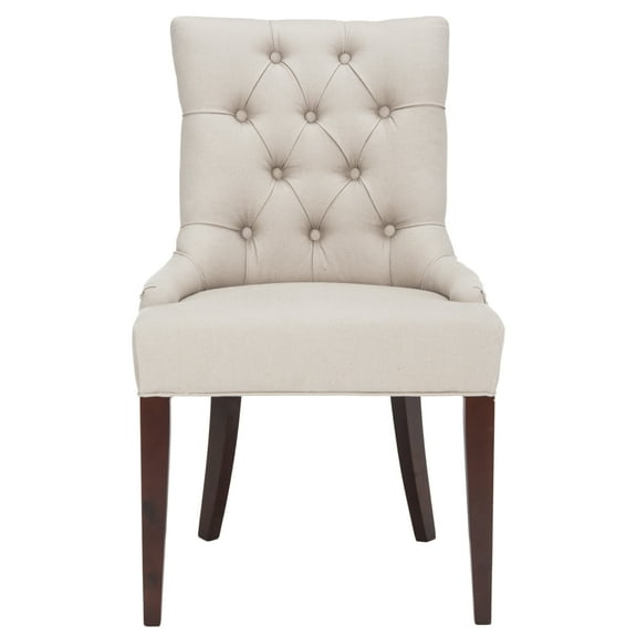 SAFAVIEH Amanda 19''H Tufted Chair Nickel Nail Head Taupe