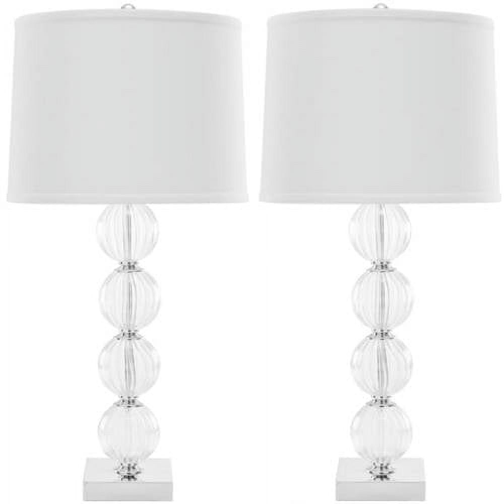 SAFAVIEH Amanda 31 in. H Crystal Glass Globe Lamp, Clear/White Set of 2
