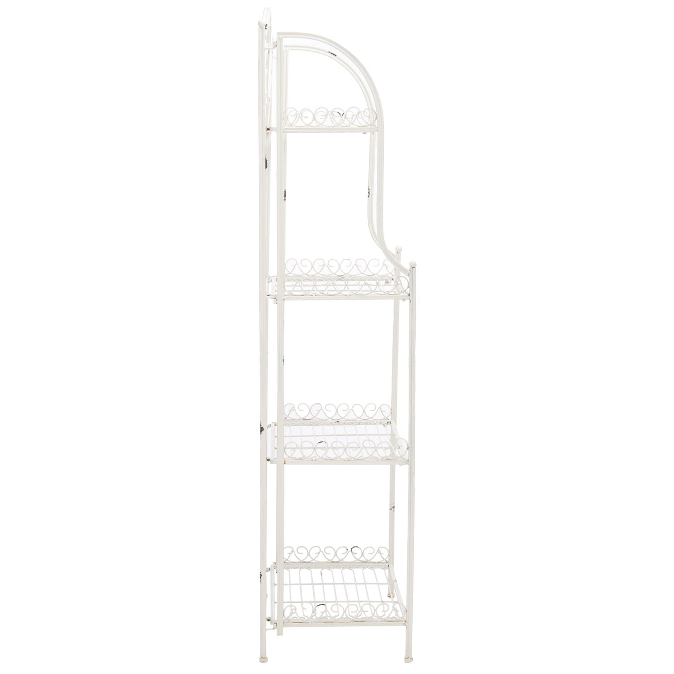 Amaris Antique White Wrought Iron 4-Tier Bakers Rack