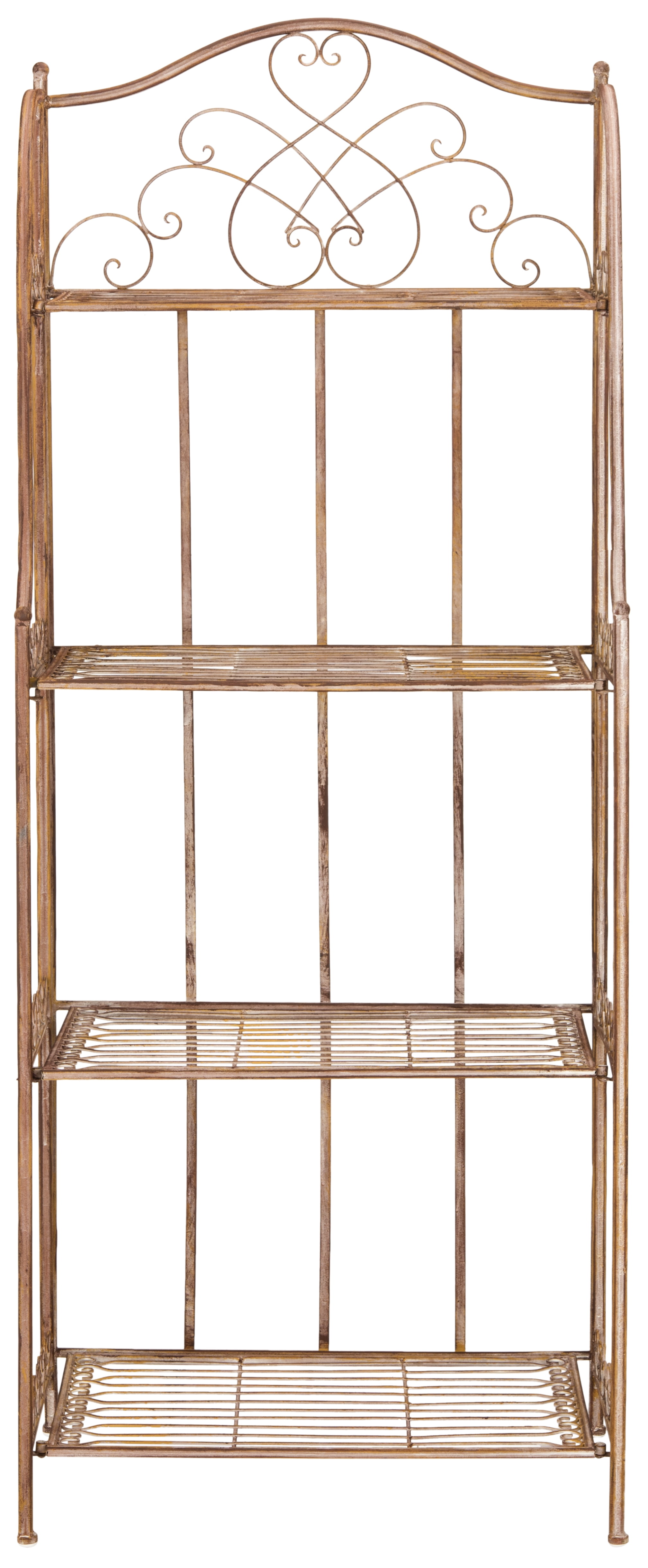 Safavieh Amaris Outdoor Wrought Iron 4-Tier Bakers Rack, Rusty Orange ...
