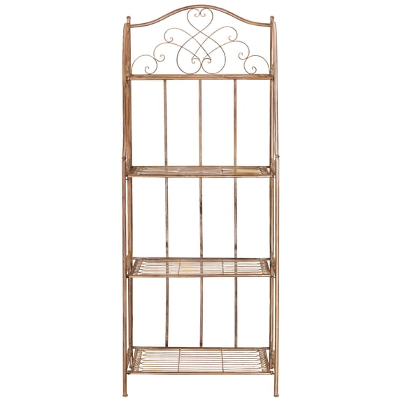 SAFAVIEH Amaris Outdoor Wrought Iron 4 Tier Bakers Rack, Rusty Orange