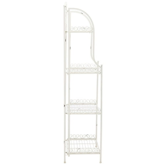 SAFAVIEH Amaris Outdoor Wrought Iron 4 Tier Patio Rack, Antique White