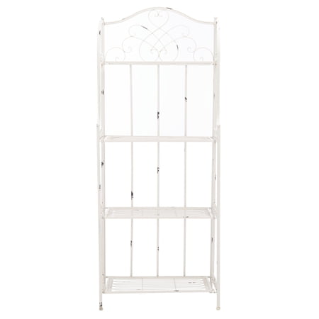 Safavieh Outdoor Collection Garage 4-Tiers Metal Dimensions: 14.5 in W x 13.4 in D x 63 in Storage Shelves, Total Capacity 50 lb, Shelf Capacity 12 lb, Antique White, 1 Pack