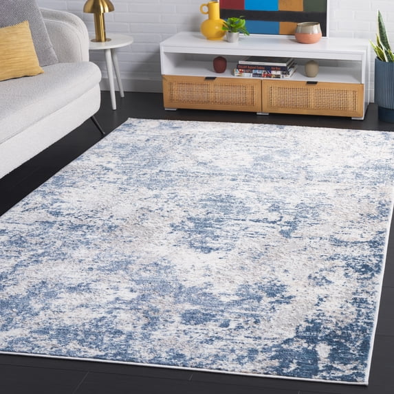 SAFAVIEH Amelia Alastar Abstract Distressed Area Rug, Dark Blue/Gray, 8' x 10'