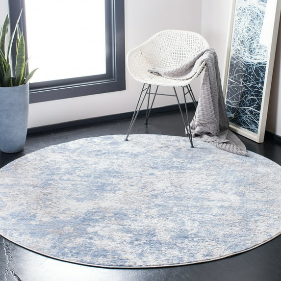 SAFAVIEH Amelia Alastar Abstract Distressed Area Rug, Gray/Blue, 6'7" x 6'7" Round