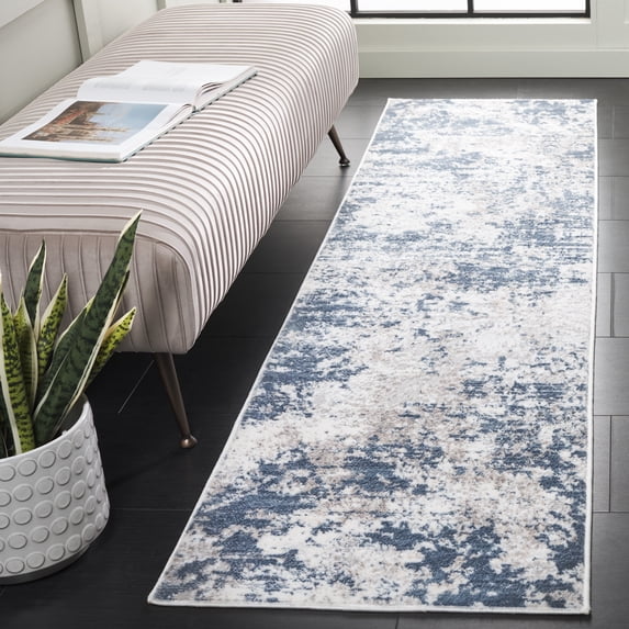 SAFAVIEH Amelia Alastar Abstract Distressed Runner Rug, Dark Blue/Gray, 2'2" x 6'