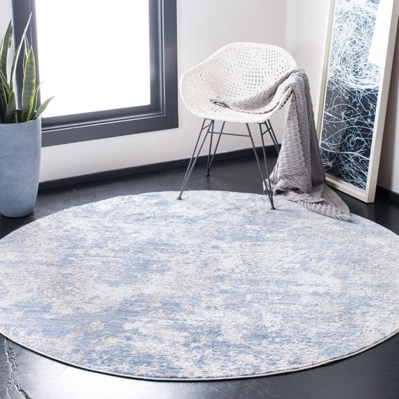 SAFAVIEH Amelia Alastar Abstract Distressed Area Rug, Gray/Blue, 9' x 9' Round