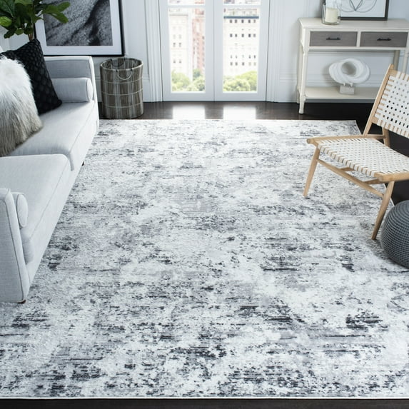 SAFAVIEH Amelia Alastar Abstract Distressed Area Rug, Gray/Ivory, 6'7" x 6'7" Square