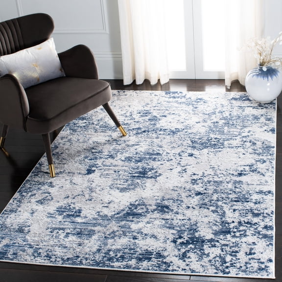 SAFAVIEH Amelia Alastar Abstract Distressed Area Rug, Navy/Gray, 5'3" x 7'6"