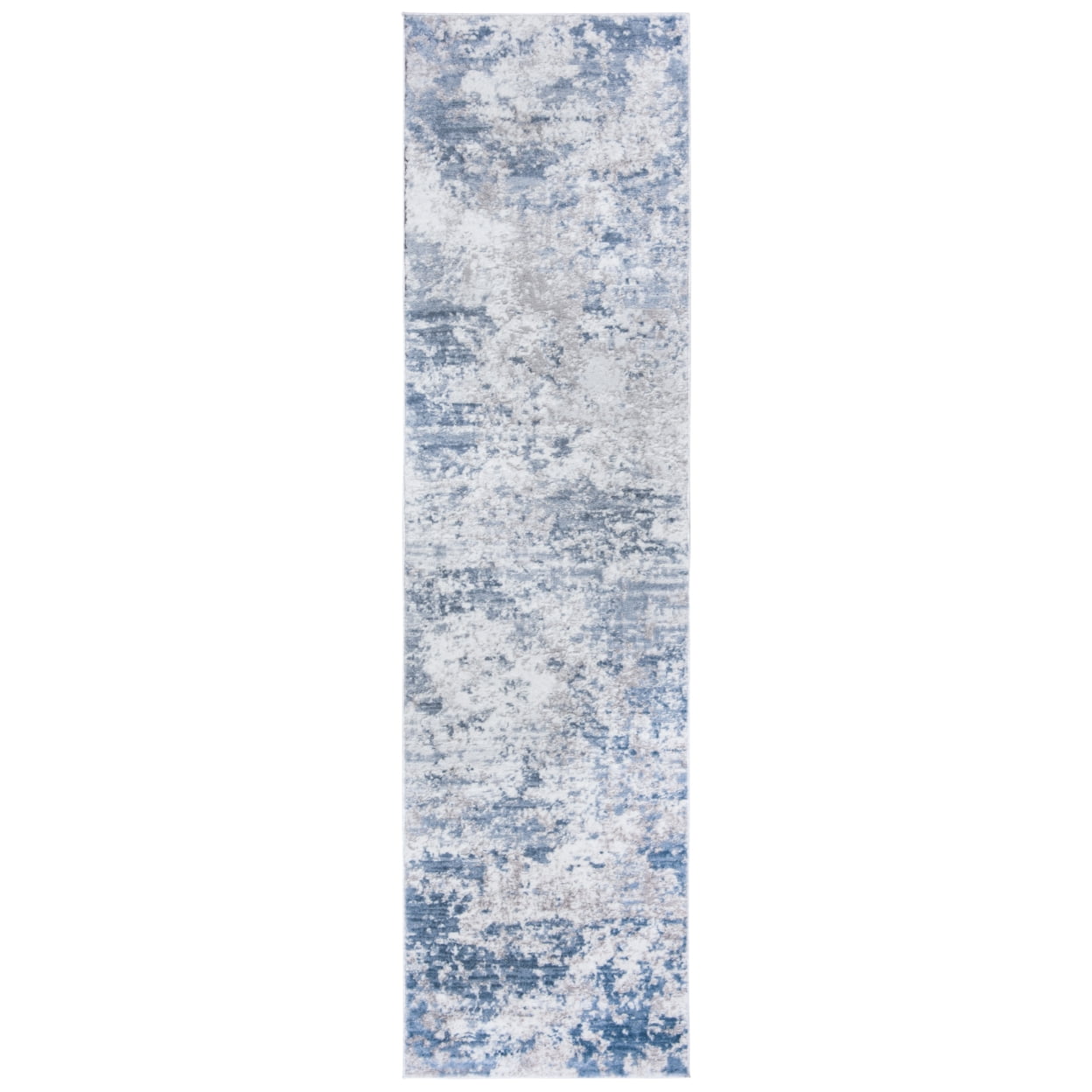 Amelia Grey and Blue Synthetic Runner Rug - 2'2" x 14'