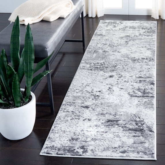 SAFAVIEH Amelia Alastar Abstract Distressed Runner Rug, Gray/Ivory, 2'2" x 12'