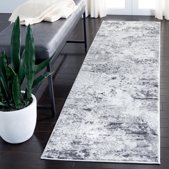 SAFAVIEH Amelia Alastar Abstract Distressed Runner Rug, Gray/Ivory, 2'2" x 6'