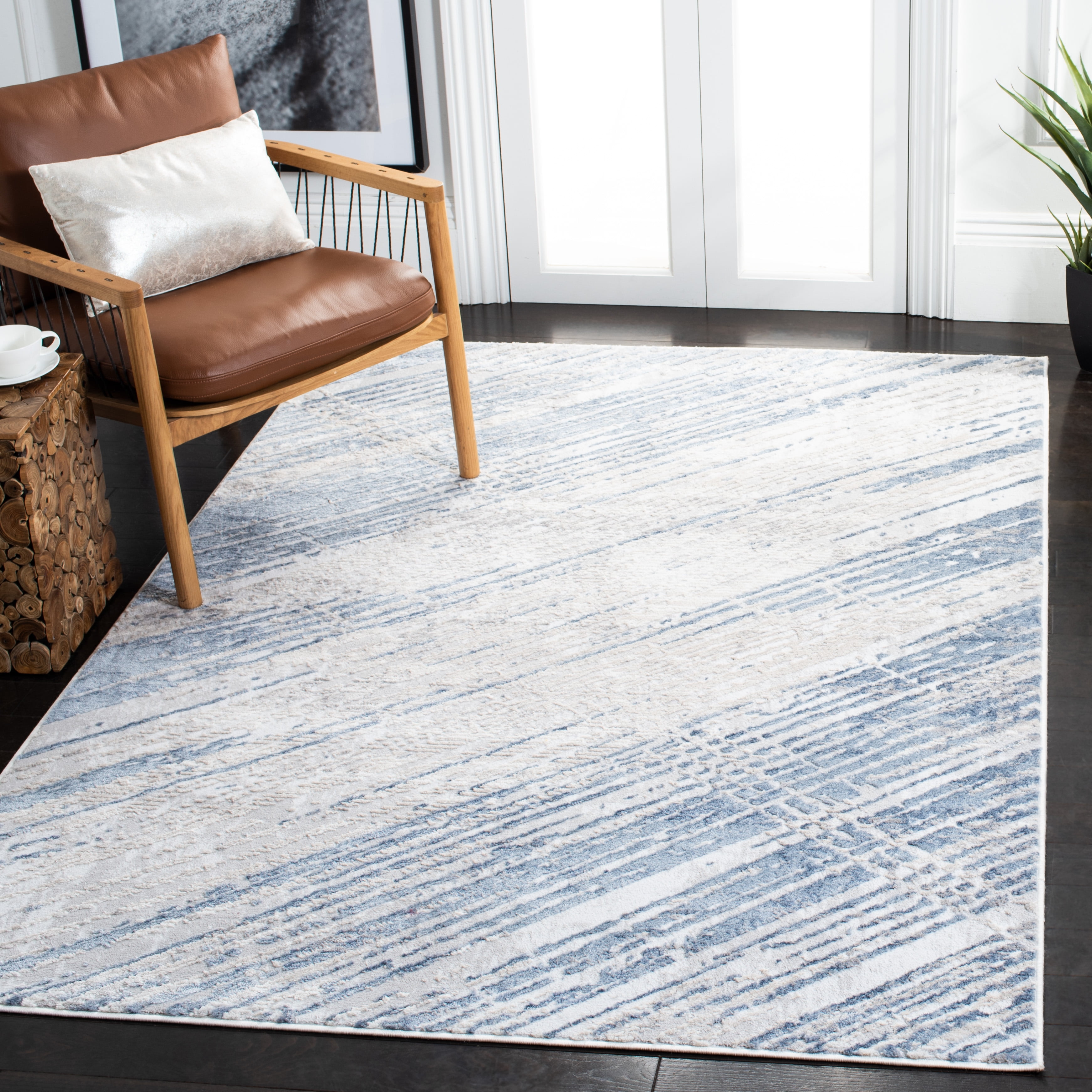 SAFAVIEH Amelia Aleah Striped Area Rug, Ivory/Gray, 9' x 12' - Walmart.com