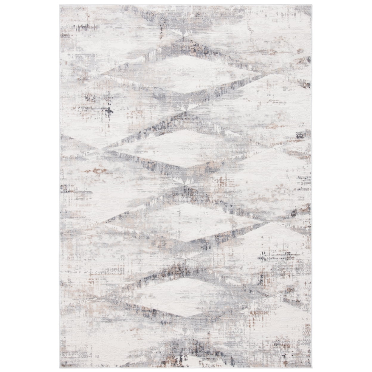 Ivory and Gold Geometric Flat Woven Synthetic Area Rug