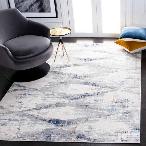SAFAVIEH Amelia Amandy Geometric Area Rug, Ivory/Blue, 6'7" x 6'7" Square