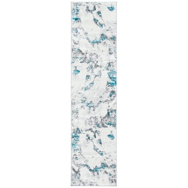 SAFAVIEH Amelia Ashley Abstract Runner Rug, Grey/Turquoise, 2' x 12'