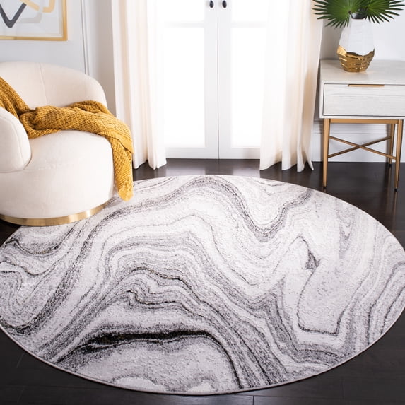 SAFAVIEH Amelia Aurora Abstract Area Rug, Gray/Gold, 6'7" x 6'7" Round