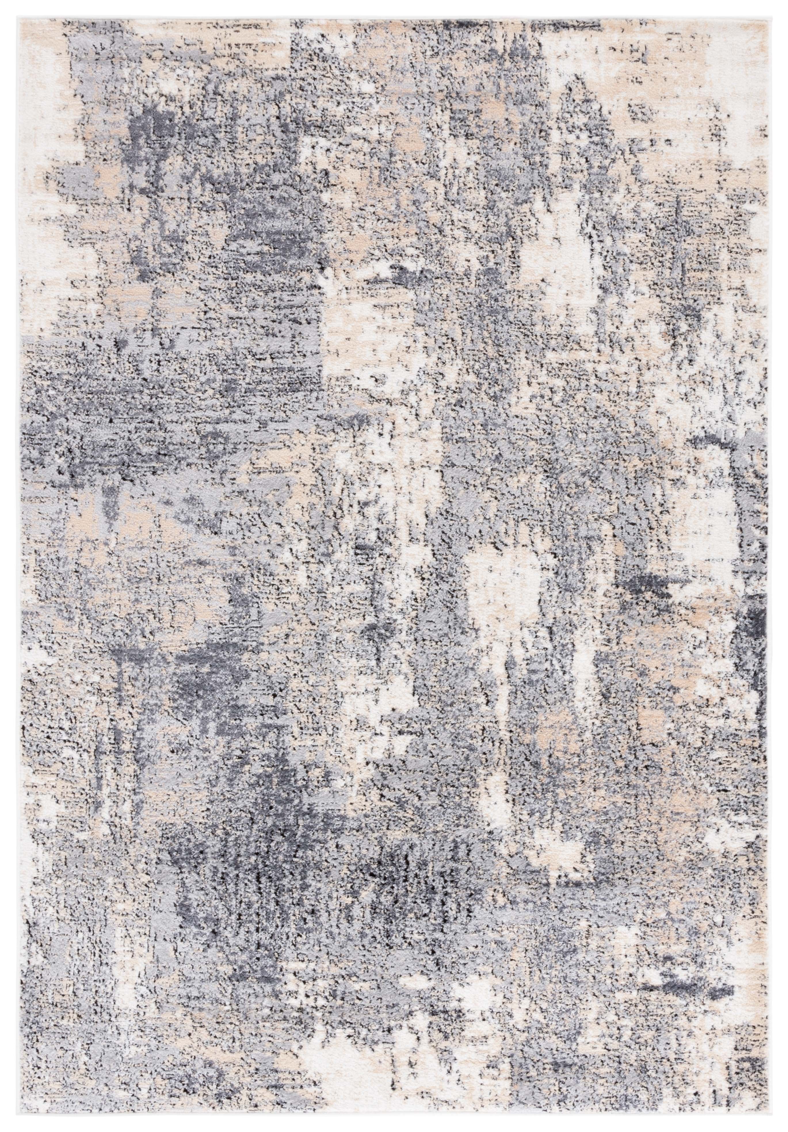 Amelia Abstract Grey and Gold Plush Area Rug - 26 in x 4 in