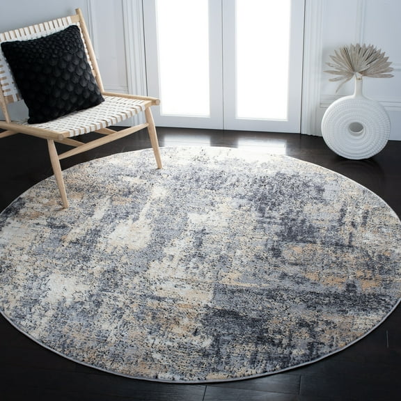 SAFAVIEH Amelia Boyce Abstract Area Rug, Gray/Gold, 3' x 3' Round