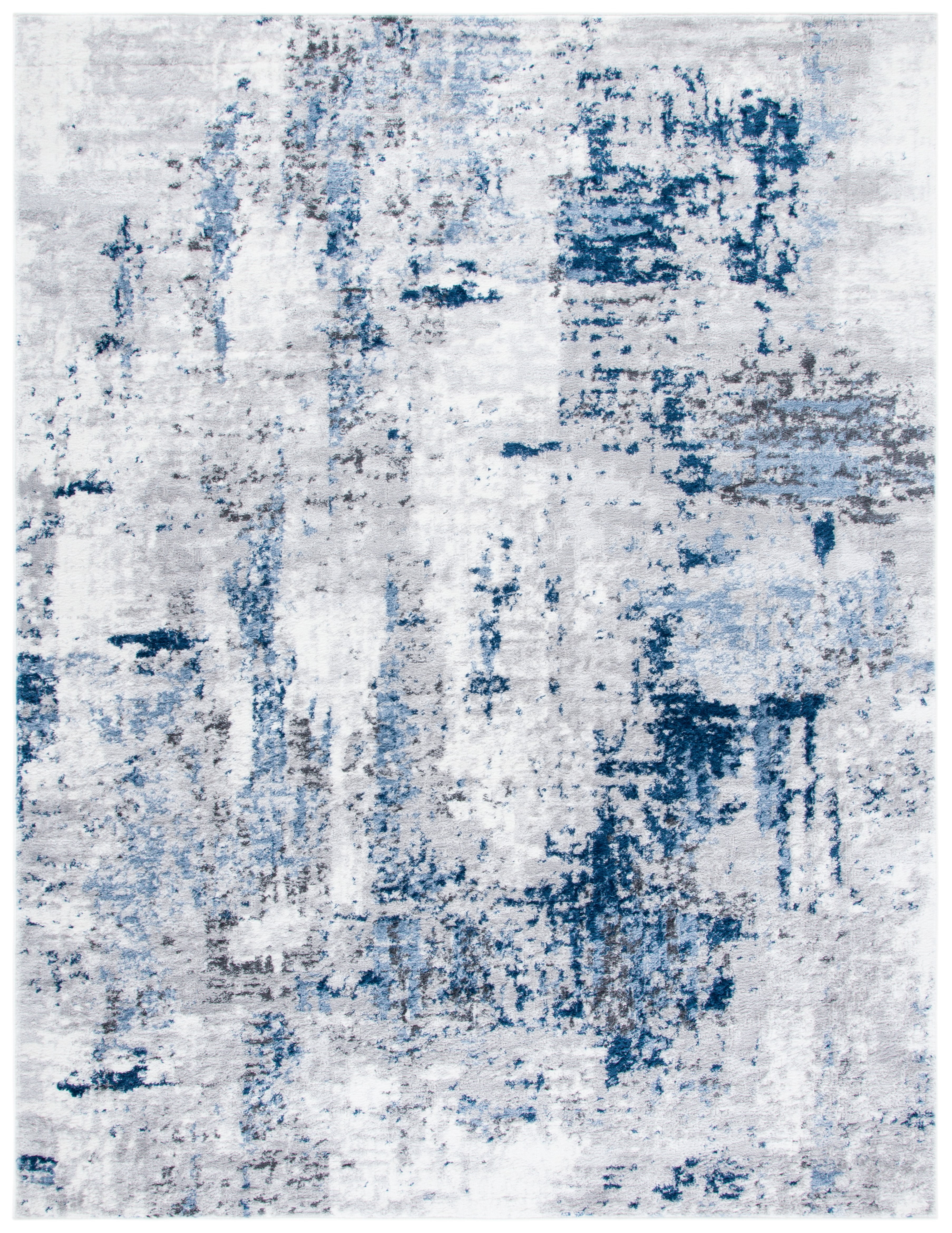 Amelia Gray and Blue Abstract 8' x 10' Area Rug
