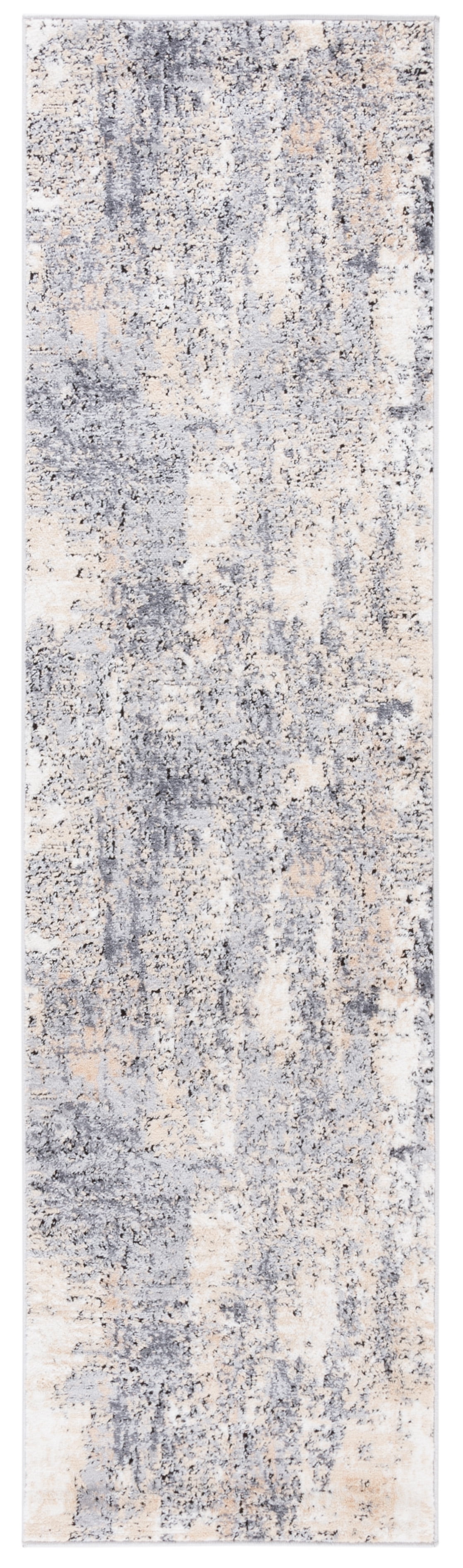 Abstract Elegance Grey & Gold Synthetic Runner Rug - 2'2" x 10'