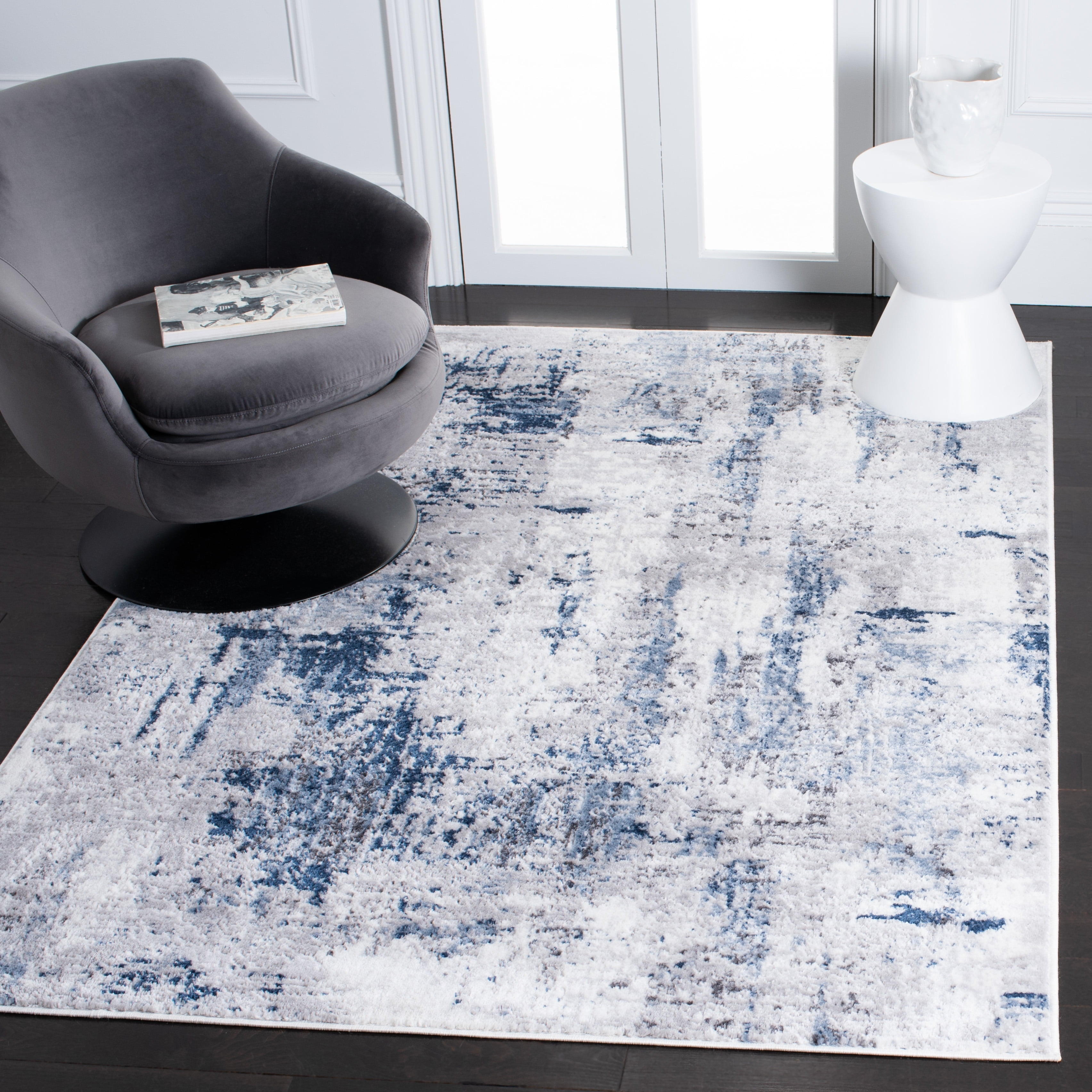 SAFAVIEH Amelia Boyce Abstract Area Rug, Gray/Light Blue, 6'7" x 6'7" Square
