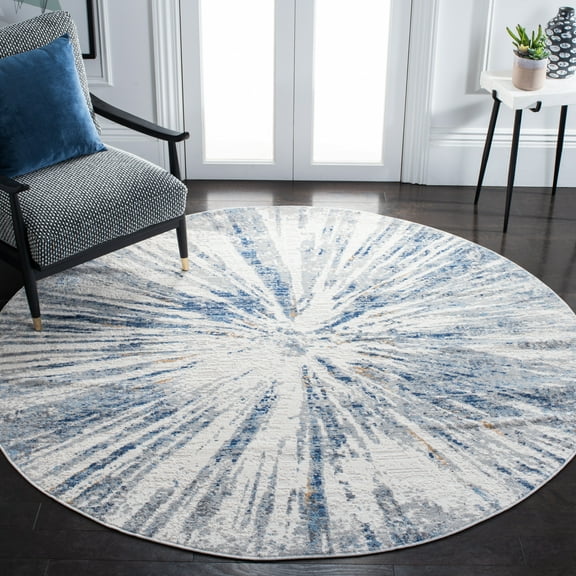 SAFAVIEH Amelia Caelie Abstract Area Rug, Gray/Blue, 6'7" x 6'7" Round